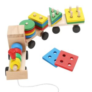 Wooden colorful toy train for kids – educational wooden learning toy with bright colors